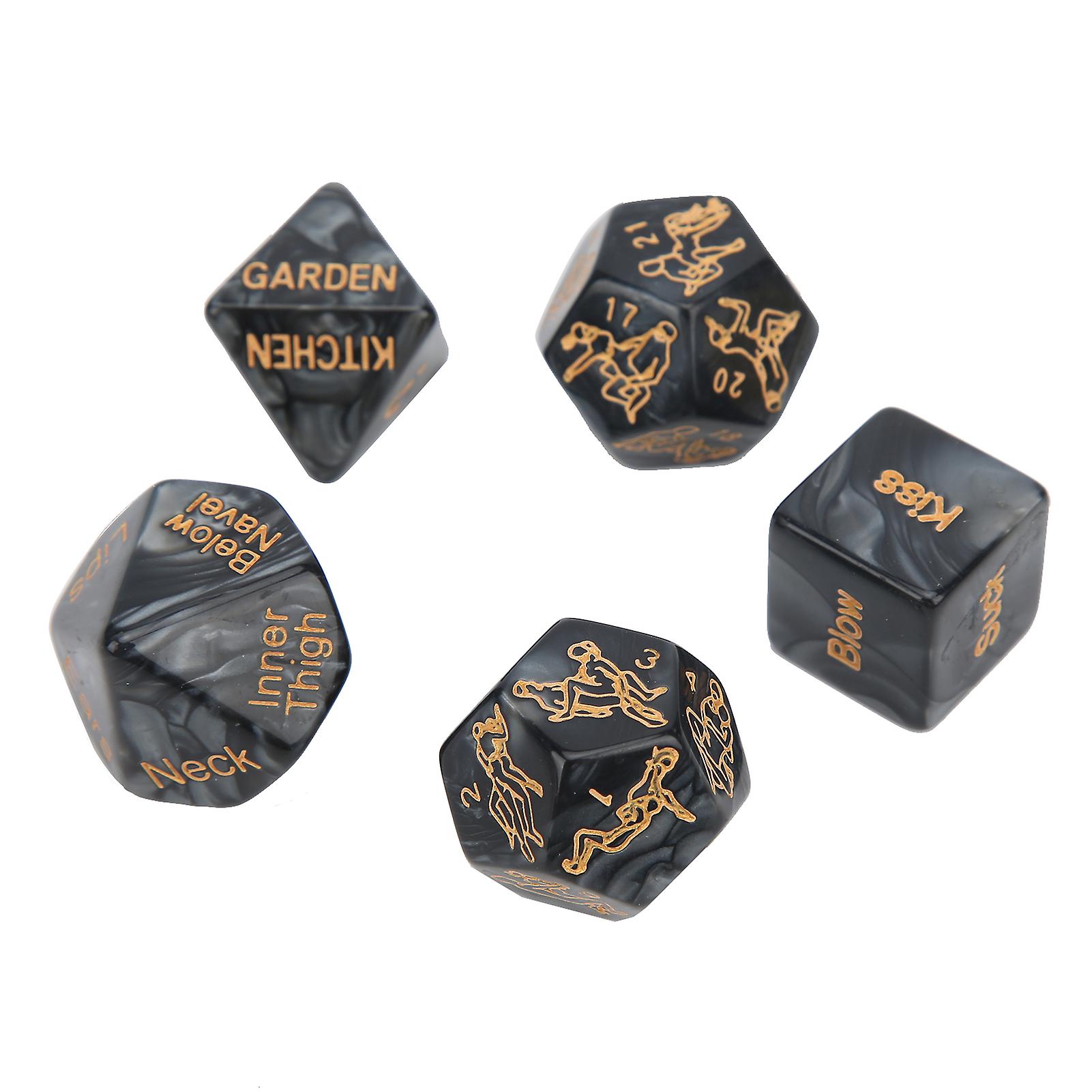 5pcs Valentine's Day Couple Dice Lovers Bachelor Party Multiple Pose Sexual Dice Toy Black