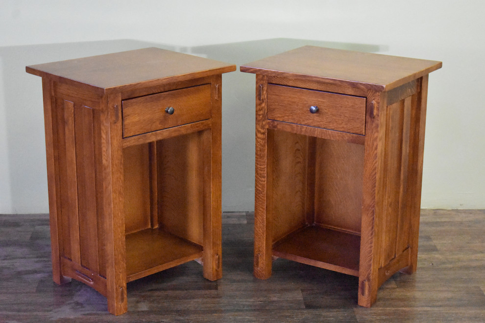 Mission Solid Quarter Sawn Oak 1 Drawer End Table  Model A27   Craftsman   Side Tables And End Tables   by Crafters and Weavers  Houzz