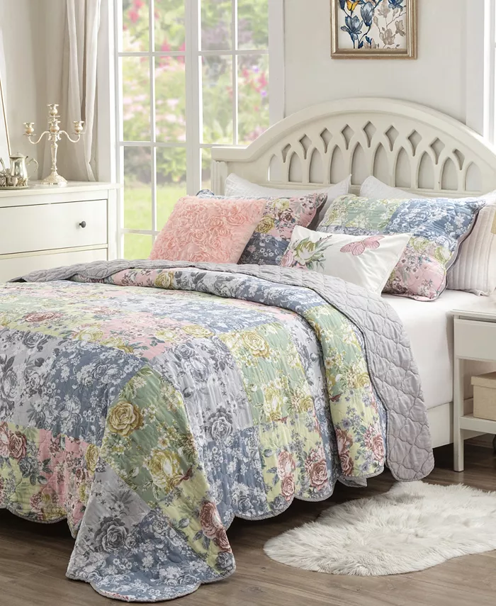 Greenland Home Fashions Emma Traditional Floral Print 2 Piece Quilt Set， Twin XL