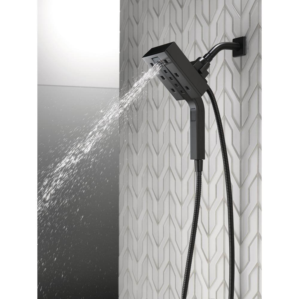 Delta In2ition 4-Spray Patterns 1.75 GPM 4.5 in. Wall Mount Dual Shower Heads in Matte Black 58473-BL