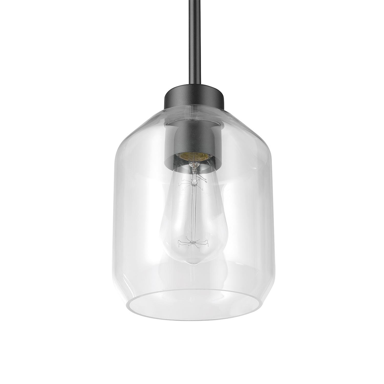 Globe Electric Middleton 1-Light Matte Black Pendant Lighting with Clear Glass Shade， 60331