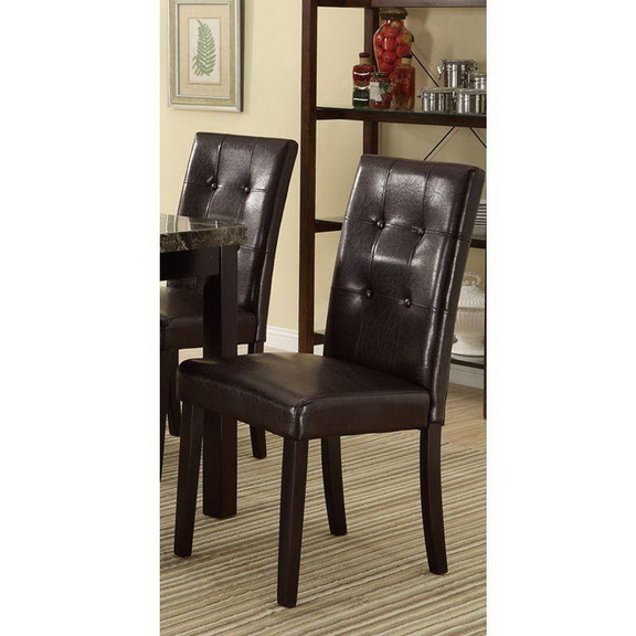 Set of 2pc Chairs Breakfast Dining Dark Brown PU /...