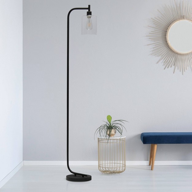 Modern Iron Lantern Floor Lamp With Glass Shade Simple Designs