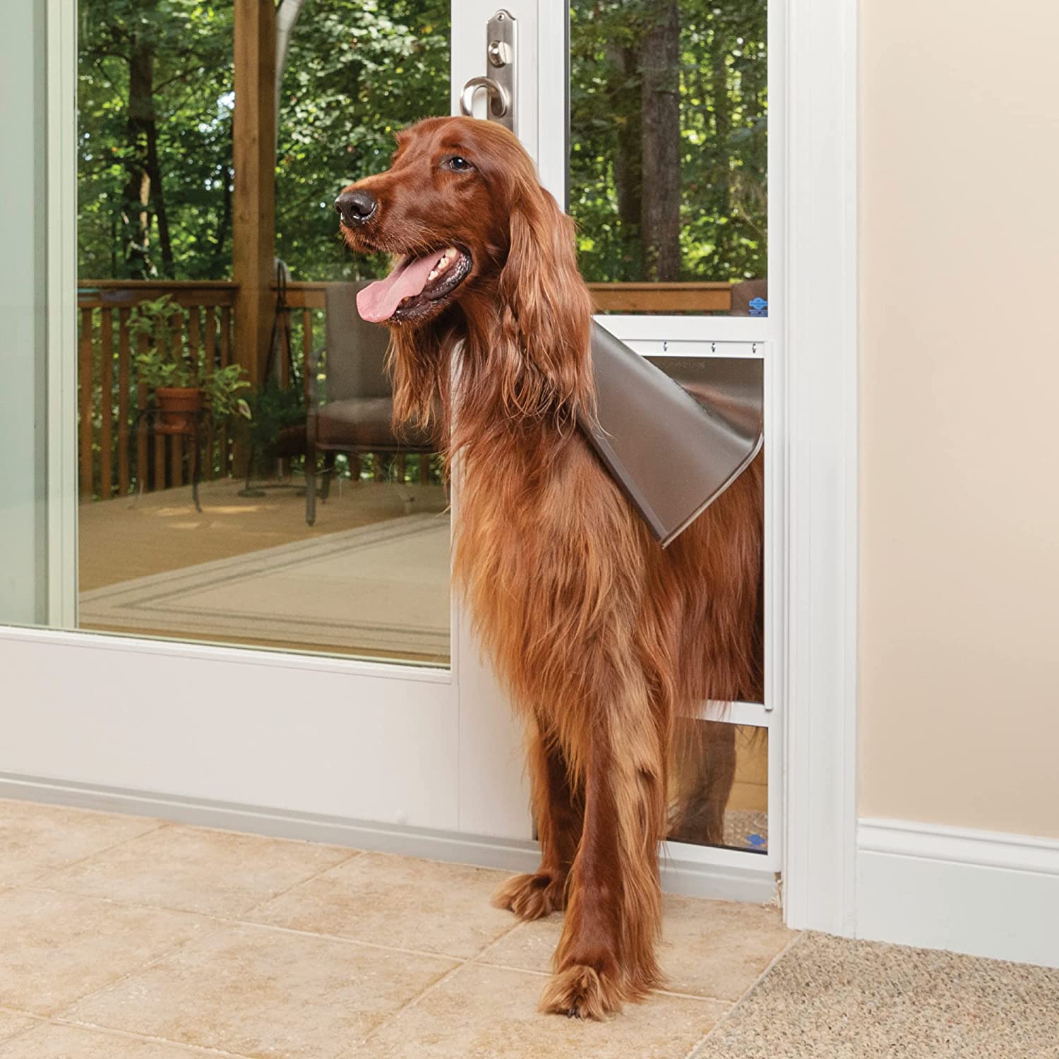 PetSafe PPA11-13141 1-Piece Sliding Glass Pet Door - Outdoor Access Patio Panel Insert for Dogs and Cats， Easy No-Cut Installation， Weather-Resistant Aluminum Insert， Includes Slide-in Closing Panel for Security