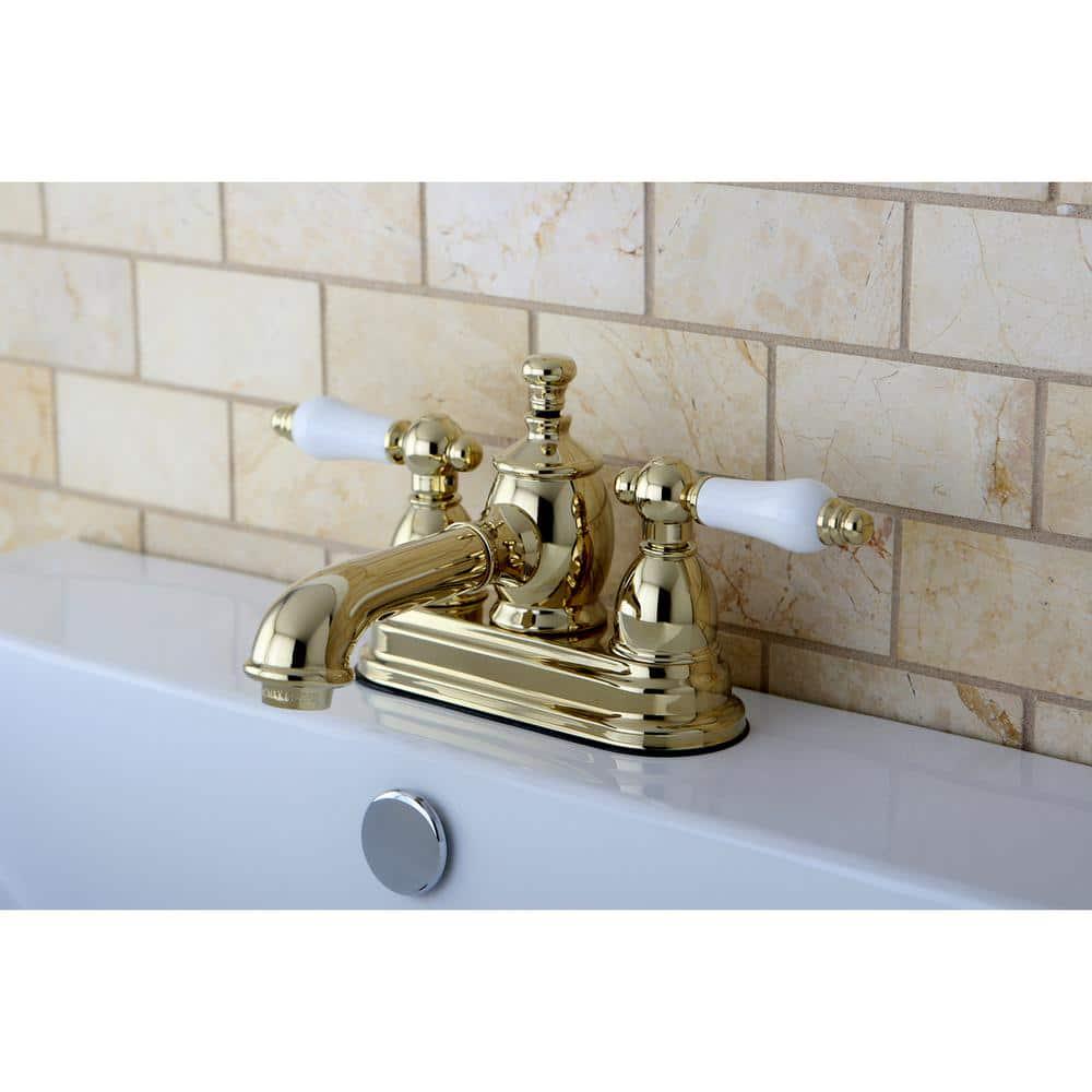 Kingston Brass English Country 4 in Centerset 2Handle Bathroom Faucet in Polished Brass