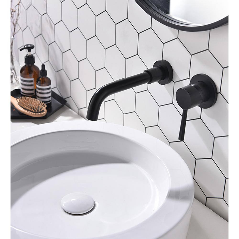 PROOX Single-Handle Wall Mount Bathroom Faucet in Matte Black PR-B1904-MB