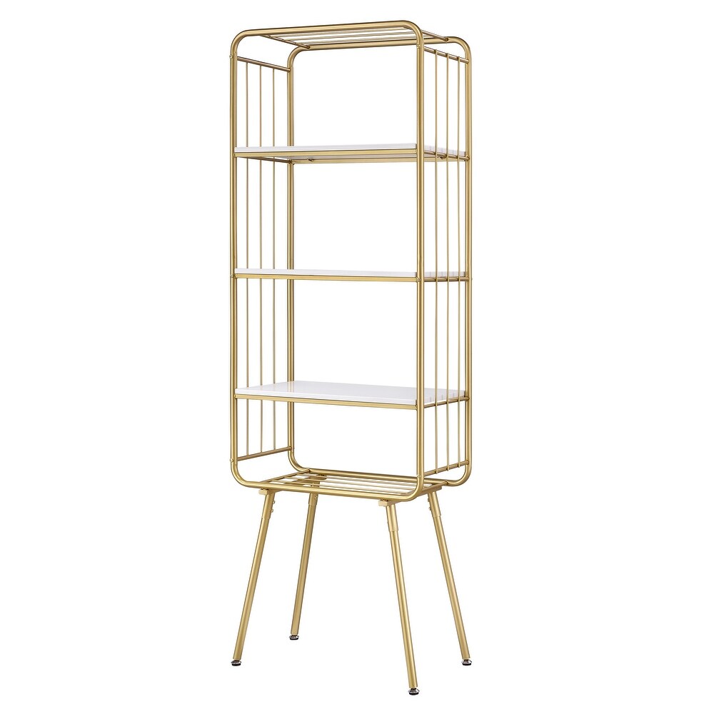 Greste Contemporary Gold 4 Shelf Steel Bookcase by Furniture of America