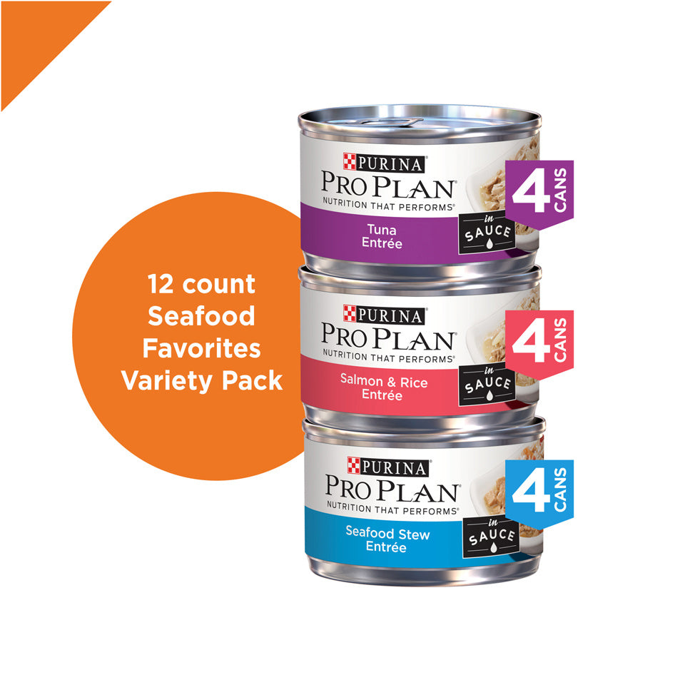 Purina Pro Plan Savor Seafood Entrees Variety Pack Adult Canned Cat Fo