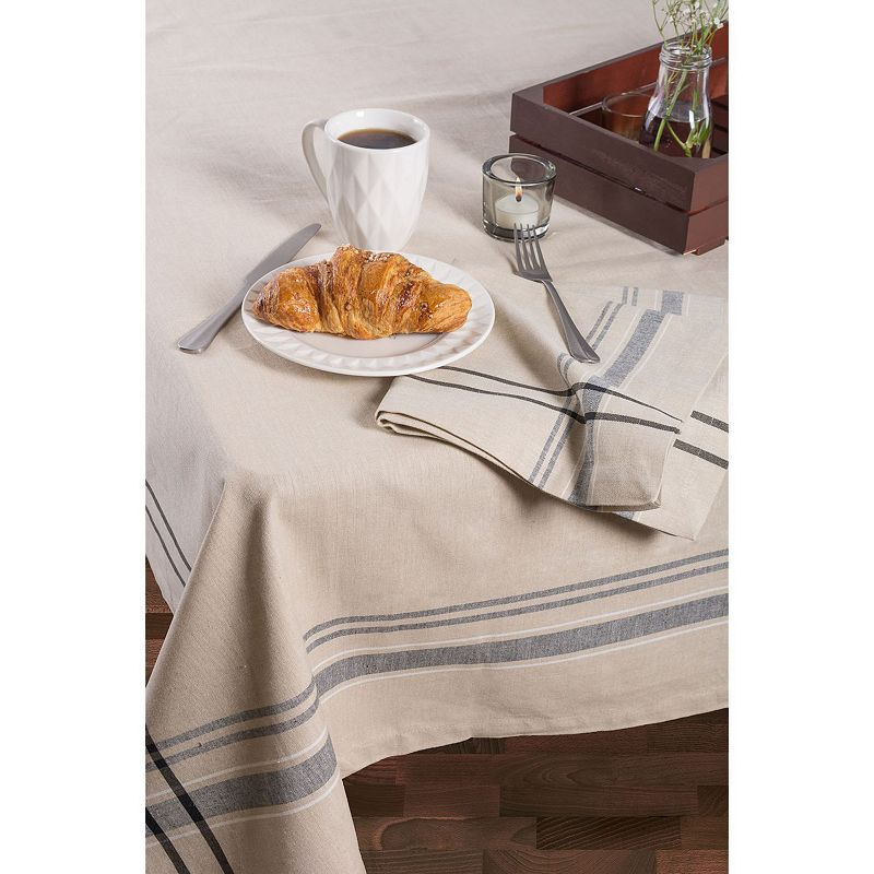 White and Blue French Striped Pattern Round Tablecloth 70