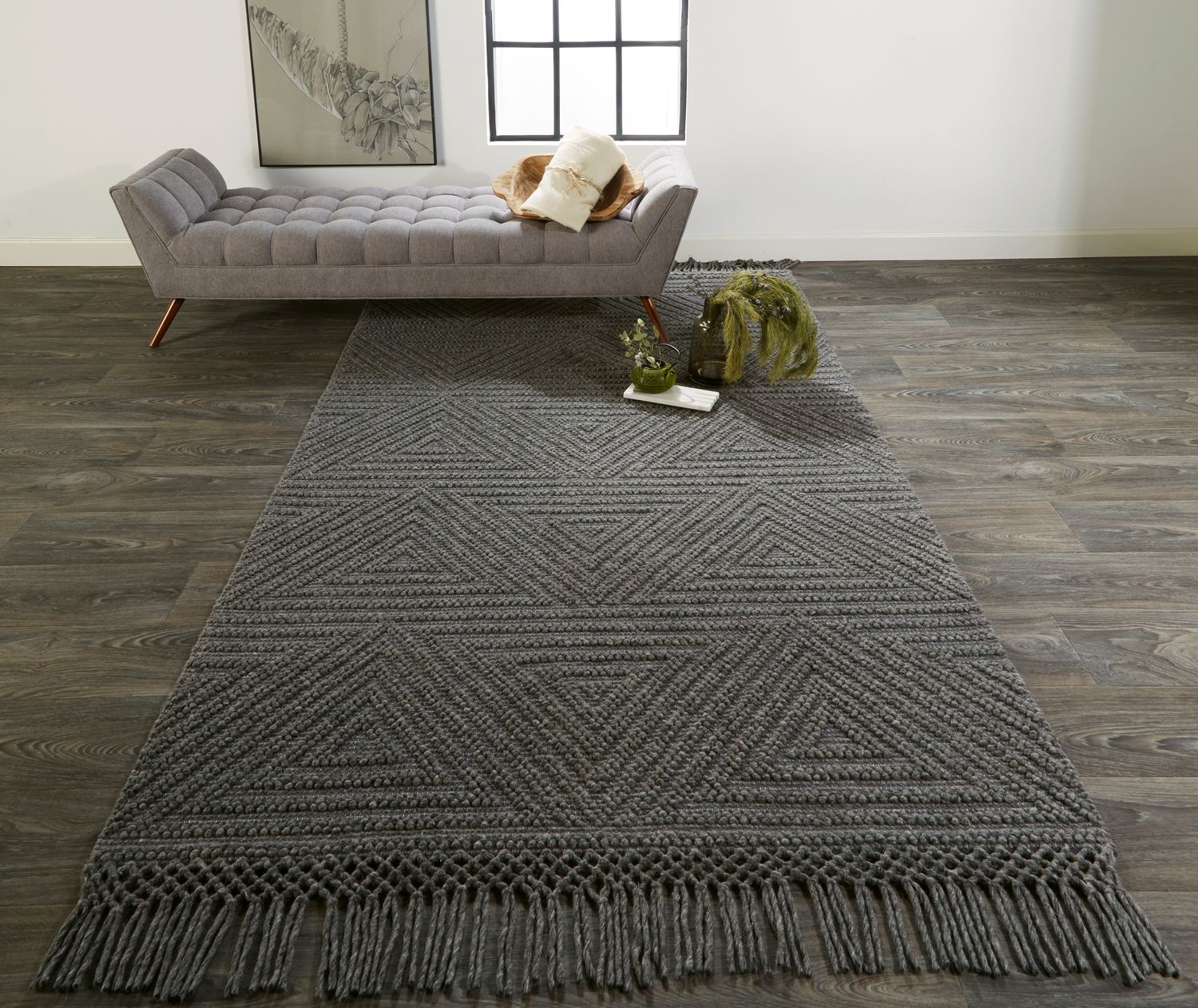 Lavinda Hand Woven Charcoal Gray Rug by BD Fine