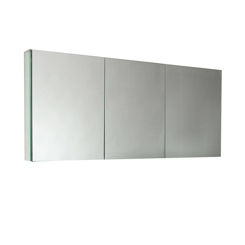 Fresca 59 in. W x 26 in. H x 5 in. D Frameless Glass Recessed or Surface-Mount 4-Shelf Bathroom Medicine Cabinet FMC8019