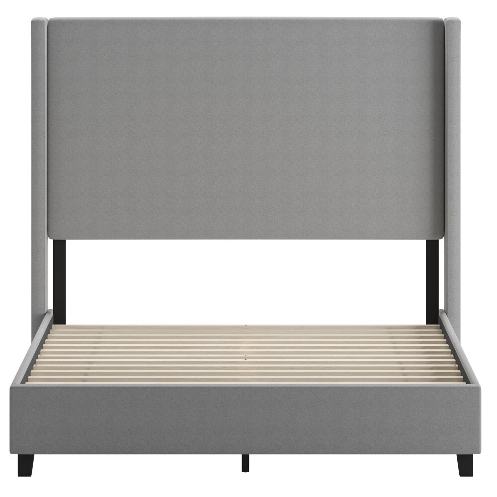 Upholstered Platform Bed with Channel Stitched Headboard