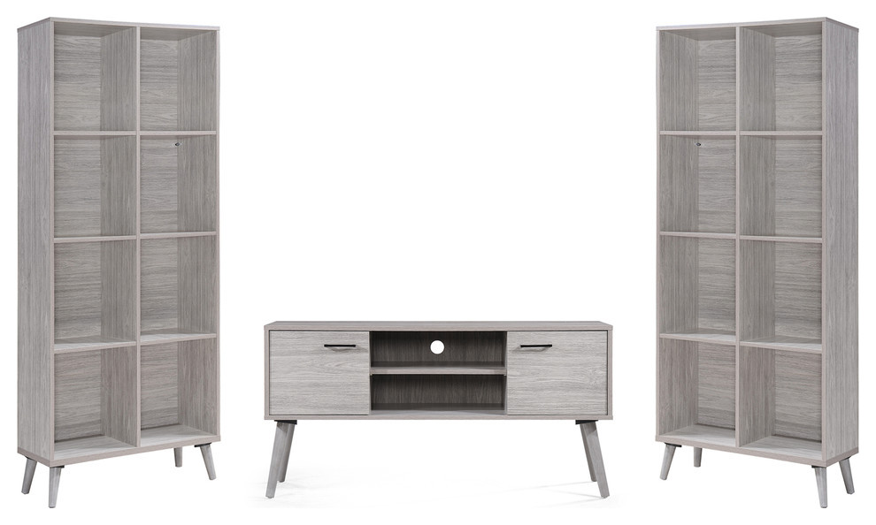 Aimee Mid Century 3 Piece Entertainment Center Set   Midcentury   Entertainment Centers And Tv Stands   by GDFStudio  Houzz