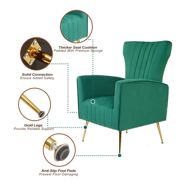 Wingback Velvet Accent Chair Arm Chair