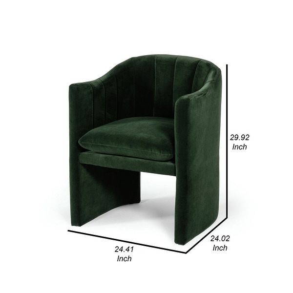 Cid 24 Inch Fabric Dining Chair， Channel Seamed Back， Cushion Seat， Green