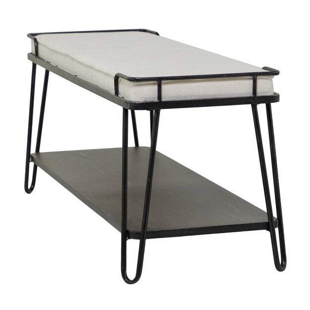 Industrial Upholstered Metal Bench Black Olivia amp May