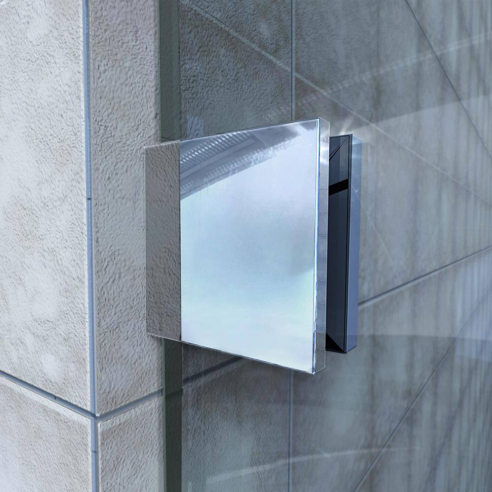 DreamLine Enigma-X 34 12 in. D x 48-38 in. W x 76 in. H Frameless Sliding Corner Shower Enclosure in Brushed Stainless Steel SHEN-6134480-07