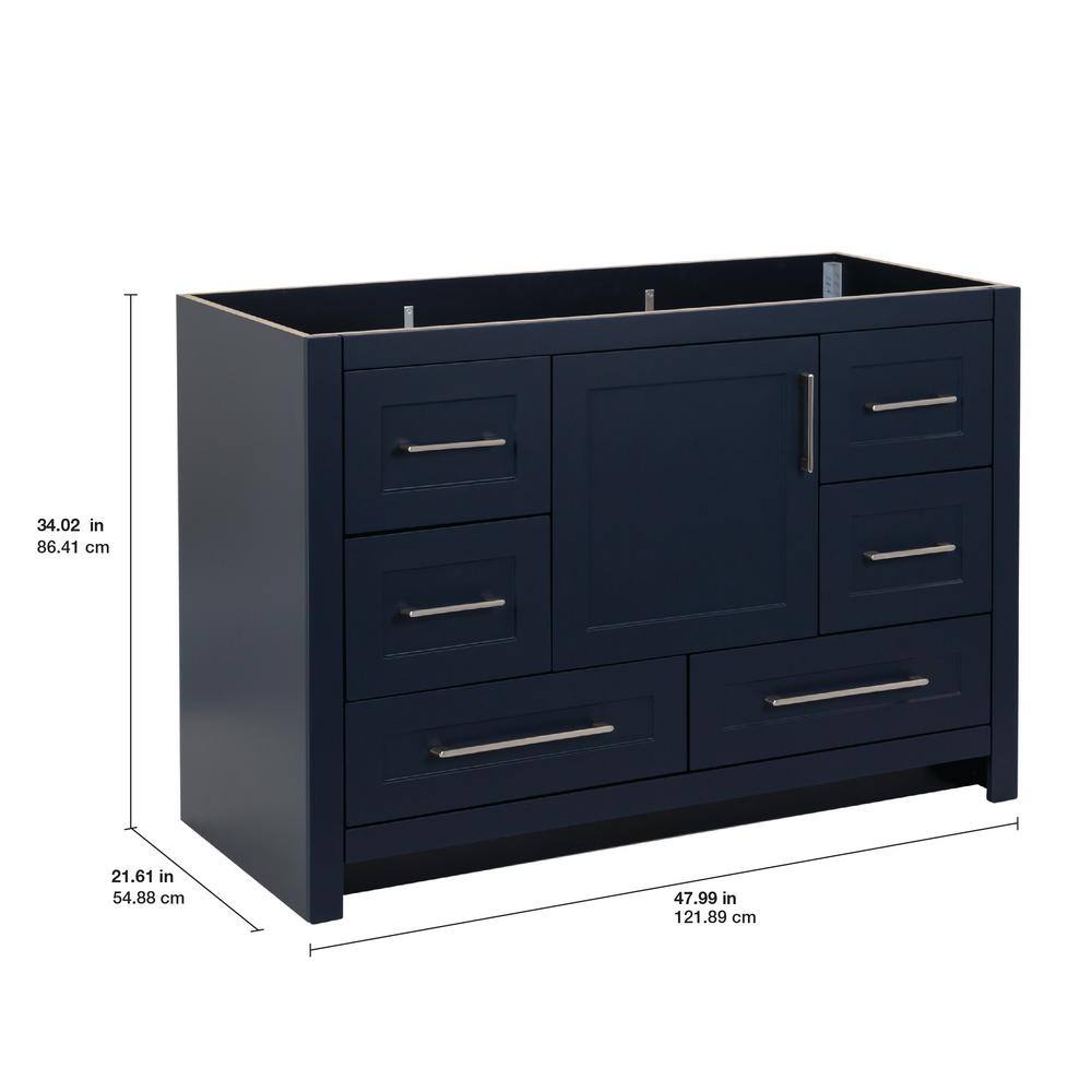 Home Decorators Collection Craye 48 in. W x 21.6 in. D x 34 in. H Bath Vanity Cabinet without Top in Deep Blue CY48-DB