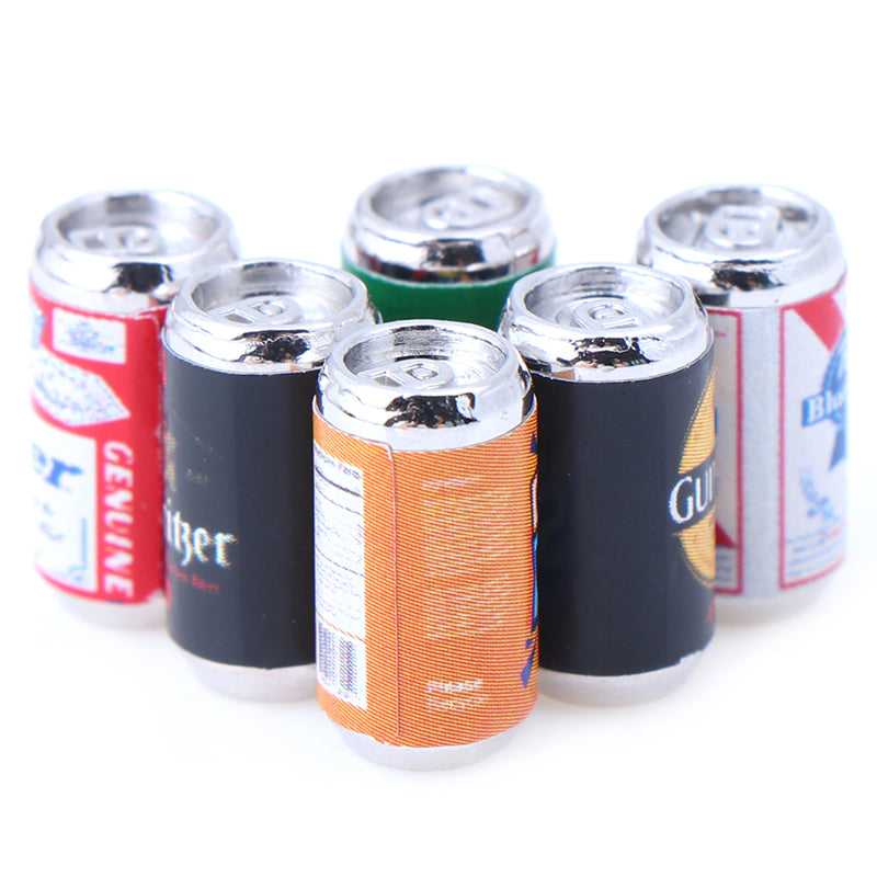 JETTINGBUY 6pcs/Set Bottle Beer Miniatures For 1:12 Dollhouse Miniature Kids Play Toys