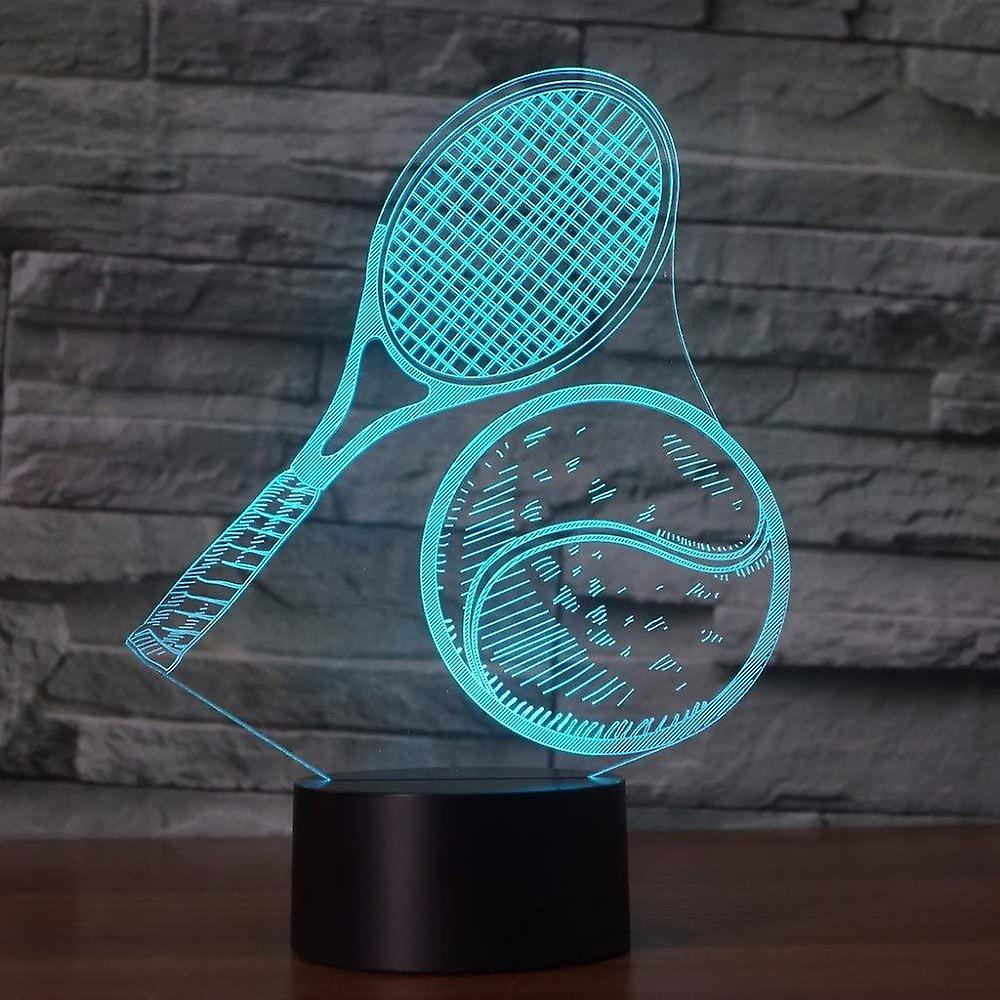 3d Tennis Night Light Touch Switch 7 Color Change Led Table Desk Lamp Acrylic Flat Abs Base Usb Charger Home Toy Birthday Xmas Kid Children Gift