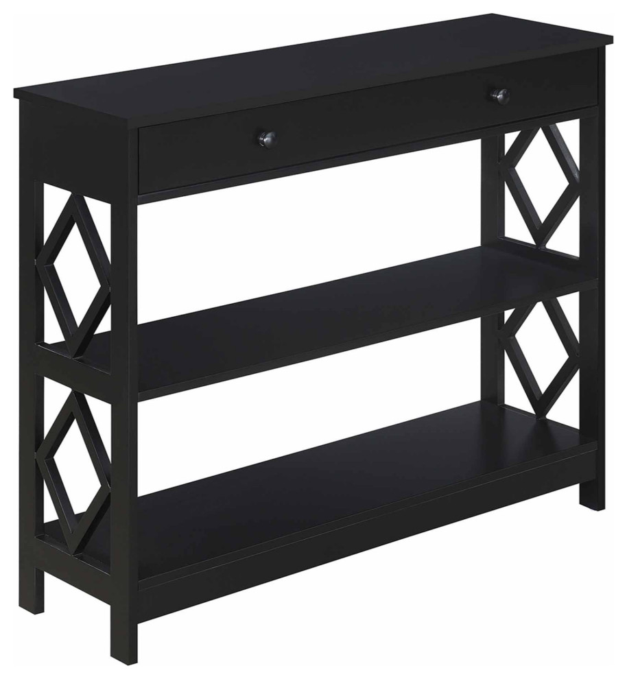 Diamond 1 Drawer Console Table With Shelves   Transitional   Console Tables   by ShopLadder  Houzz