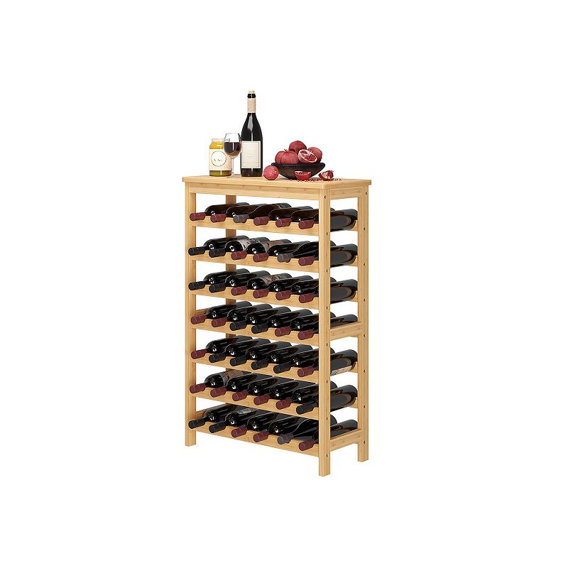 42-Bottle Wine Rack Free Standing Floor， 7-Tier Display Wine Storage Shelves with Table Top