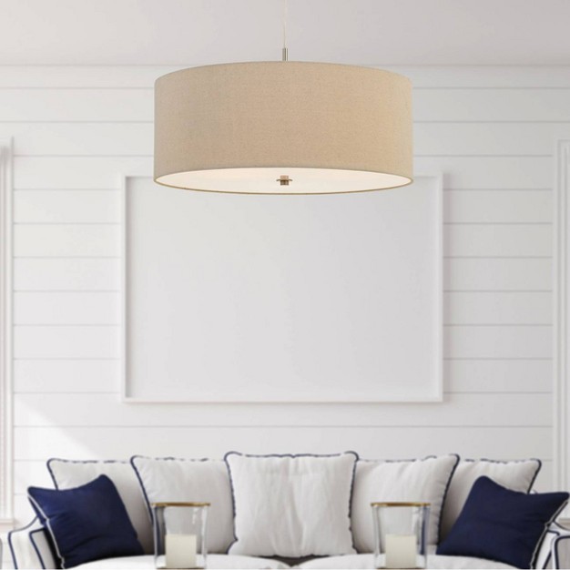 X 24 quot Addison Drum Pendant Beige Cal Lighting