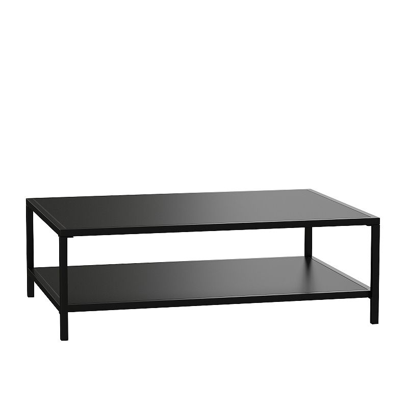 Merrick Lane Lanier Two-Tier All-Weather Patio Coffee Table， Black