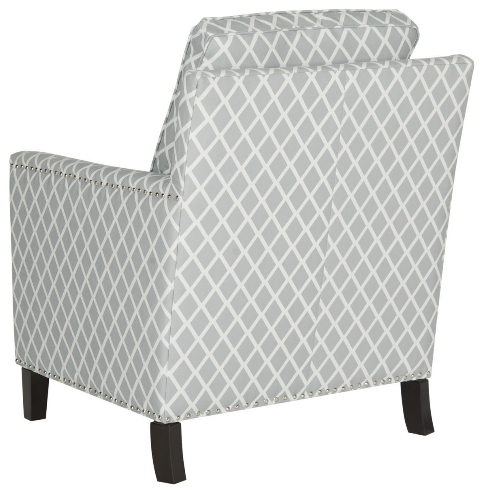 Laura Club Chair Silver Nail Heads Grey/ White   Transitional   Armchairs And Accent Chairs   by Peachtree Fine Furniture  Houzz