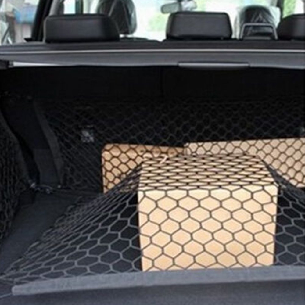 Universal Elastic Car Cargo Net， Nylon Mesh Trunk Storage for Truck SUV with 4 Hook