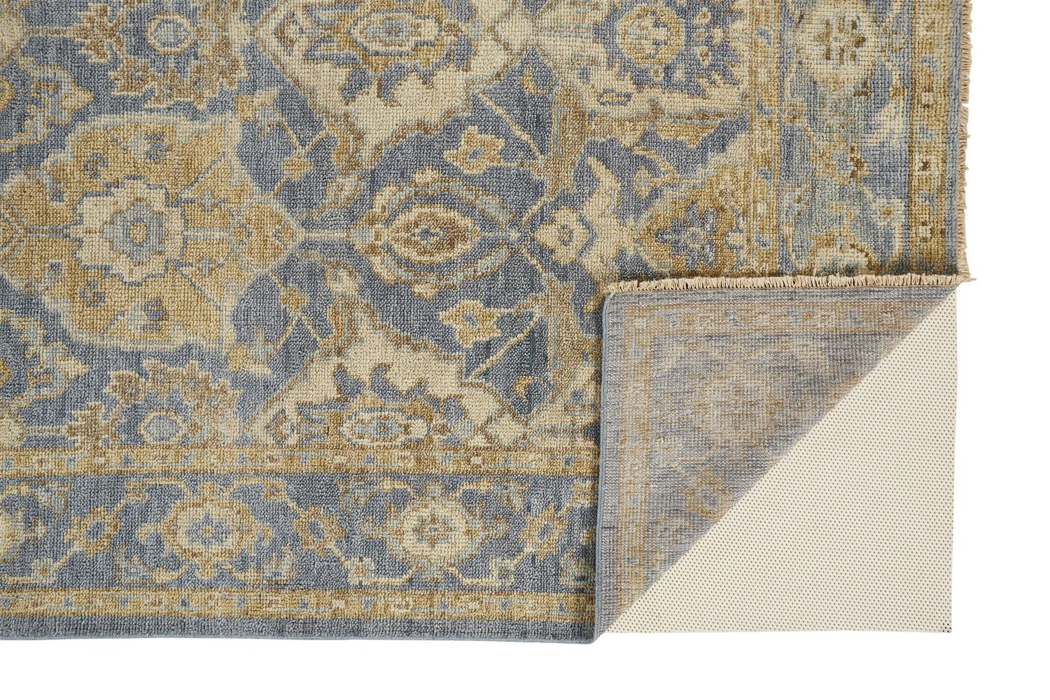 Irie Hand Knotted Blue and Gold Rug by BD Fine