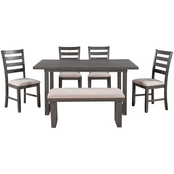 Wood Dining Room Set Rrectangle Table and 4 Chairs with Bench