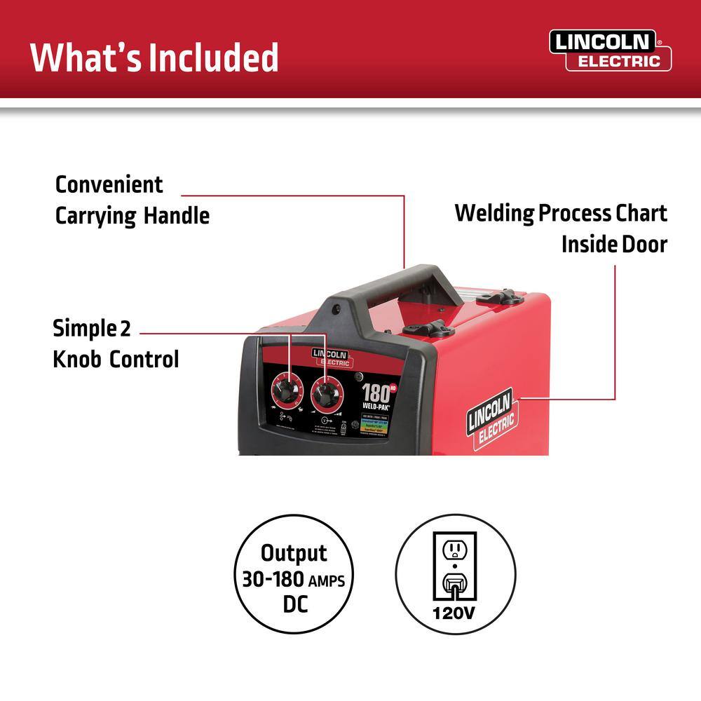 Lincoln Electric Weld-Pak 180 Amp MIG Flux-Core Wire Feed Welder 230V Aluminum Welder with Spool Gun sold separately K2515-1