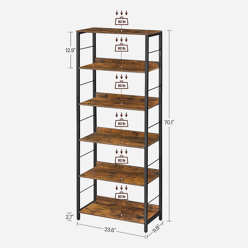 BreeBe 6-Tier Industrial Bookshelf