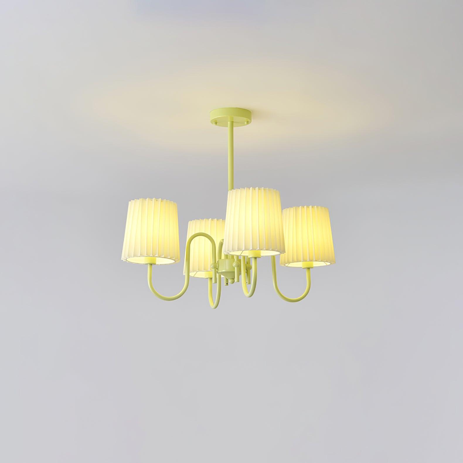 Pleated Fabric Matcha Chandelier