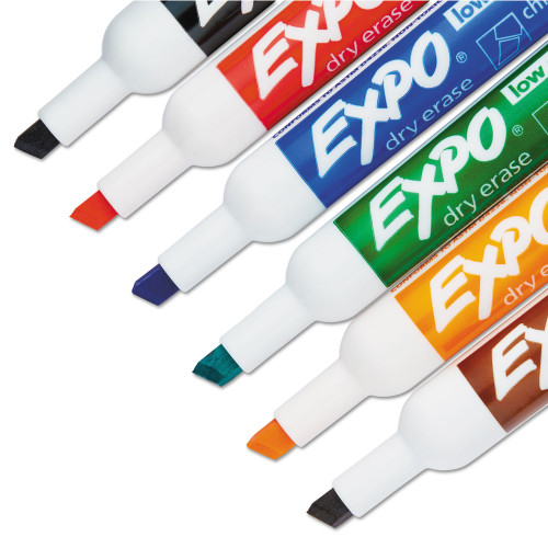 EXPO Low-Odor Dry Erase Marker and Organizer Kit， Broad Chisel Tip， Assorted Colors， 6/Set (80556)