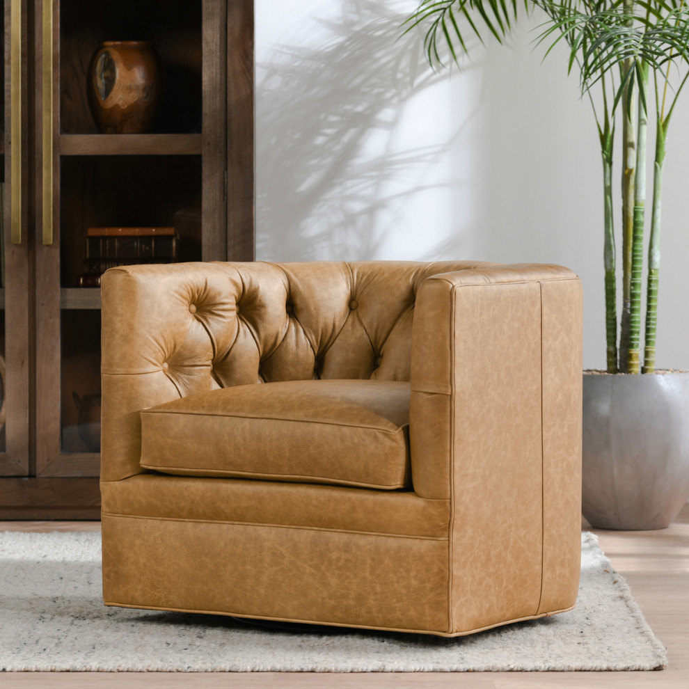 Charlett Swivel Accent Chair Tan   Contemporary   Armchairs And Accent Chairs   by Kosas  Houzz