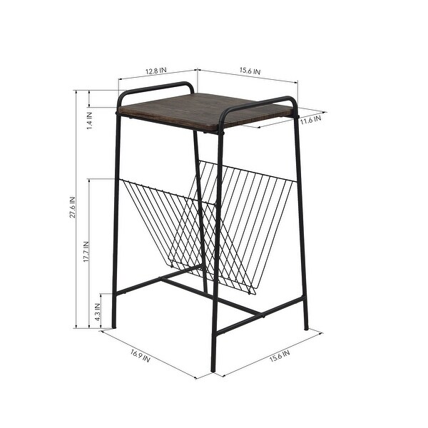 Homy Casa Modern Industrial Storage Wooden End Table - standard