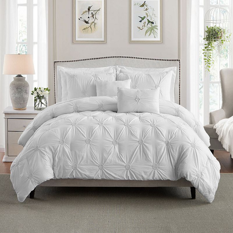 Swift Home Floral Pintuck Comforter Set