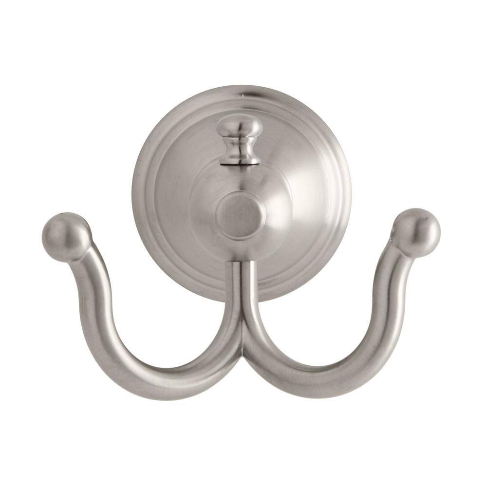 Glacier Bay Lyndhurst Double Robe Hook in Brushed Nickel 20276-0304