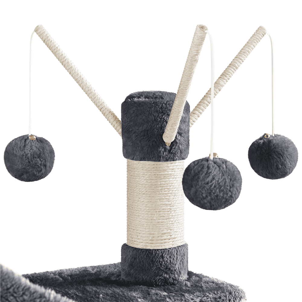 Easyfashion 67'' H Multi-Level Cat Tree Cat Tower with Condos， Dark Gray