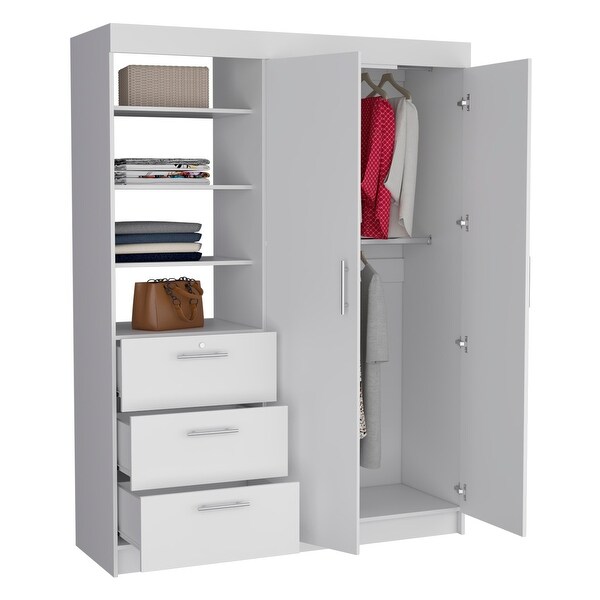 3 Drawers Armoire with 2 Door and 3-Tier Shelf - - 37846461