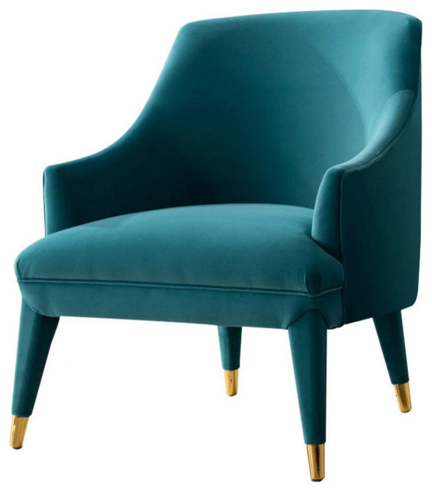 Alicia Modern Aqua Velvet Accent Chair   Midcentury   Armchairs And Accent Chairs   by V.S.D Furniture  Houzz