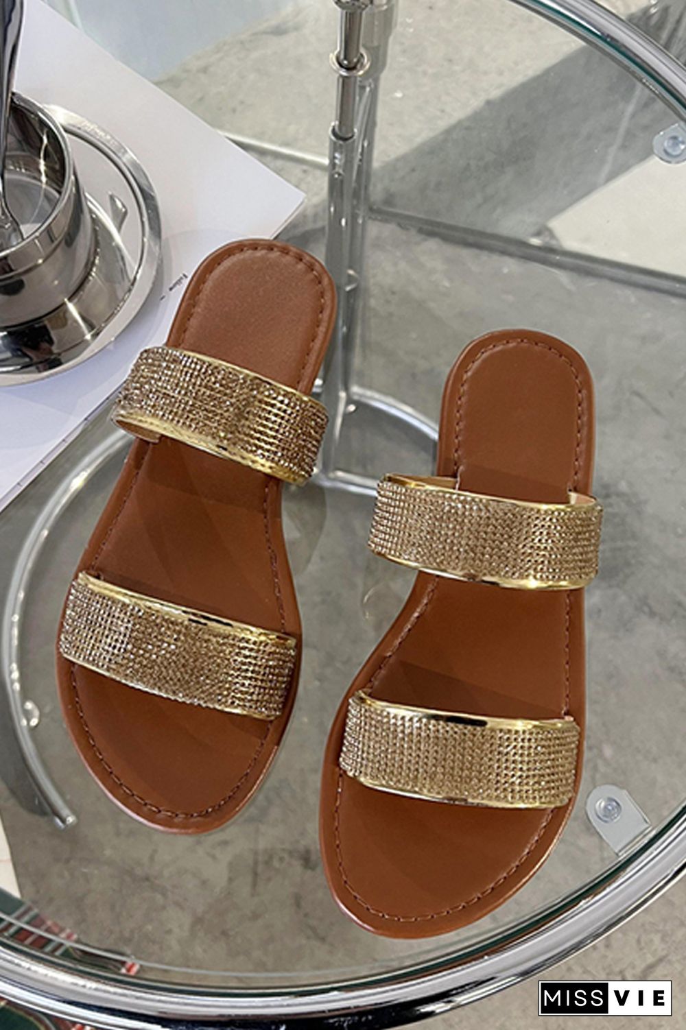 Sequin Summer Flat Slippers Wholesale