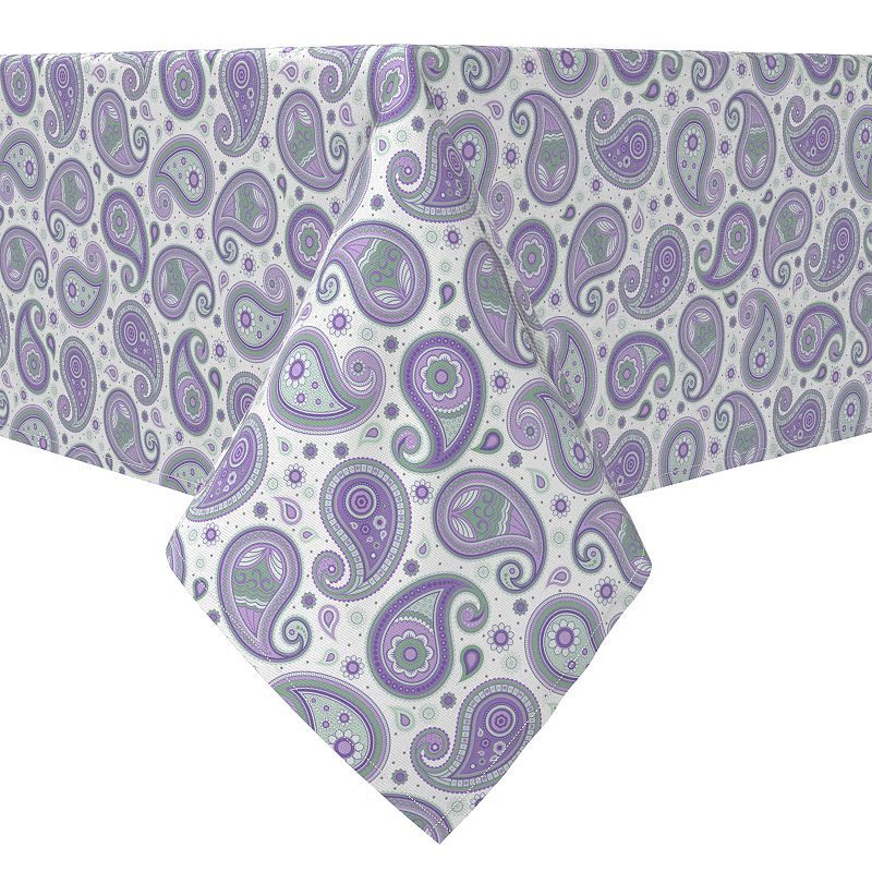 Square Tablecloth， 100% Cotton， 60x60， Purple and Green Paisley