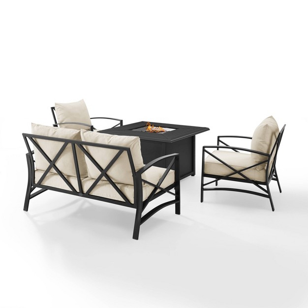 Kaplan 4pc Outdoor Conversation Set With Dante Fire Table Oatmeal Crosley