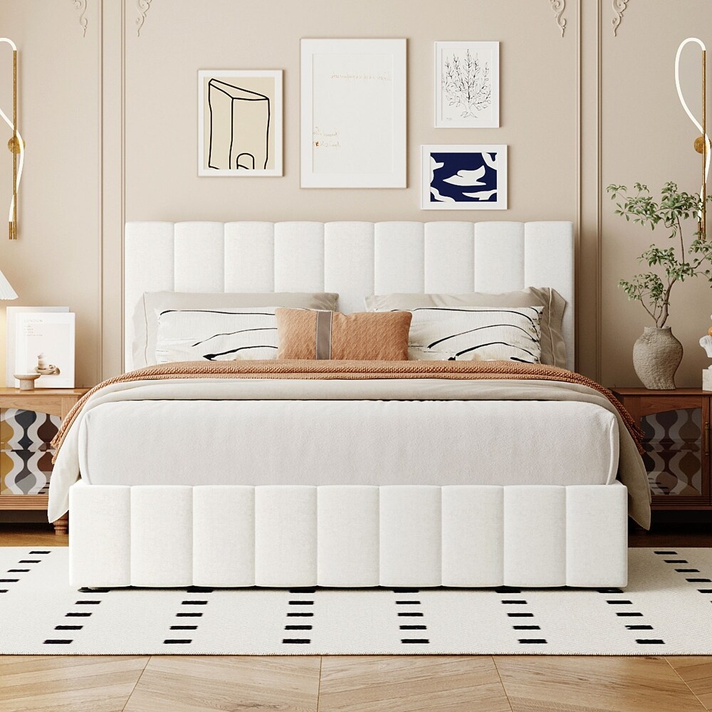 Upholstered Platform bed with a Hydraulic Storage System