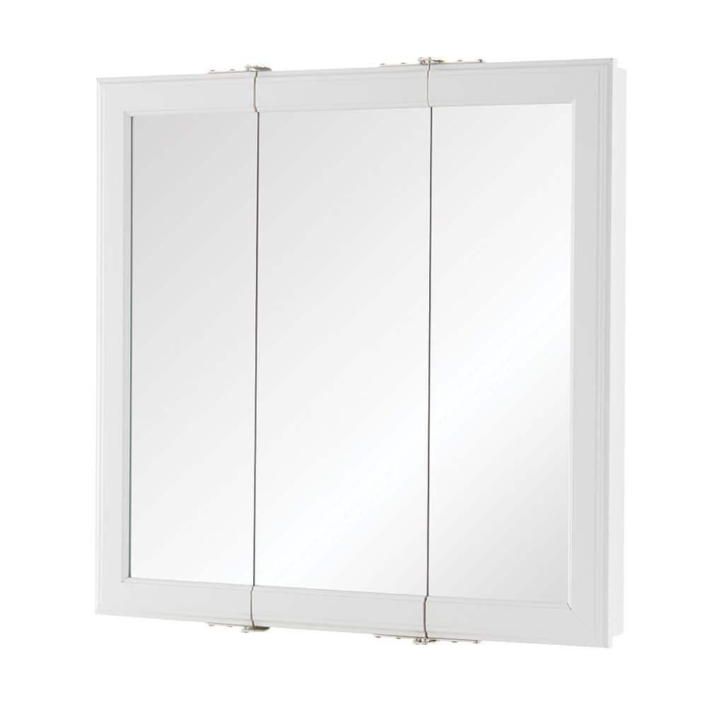 Home Decorators Collection 24316 in W x 24316 in H Fog Free Framed SurfaceMount TriView Bathroom Medicine Cabinet in White