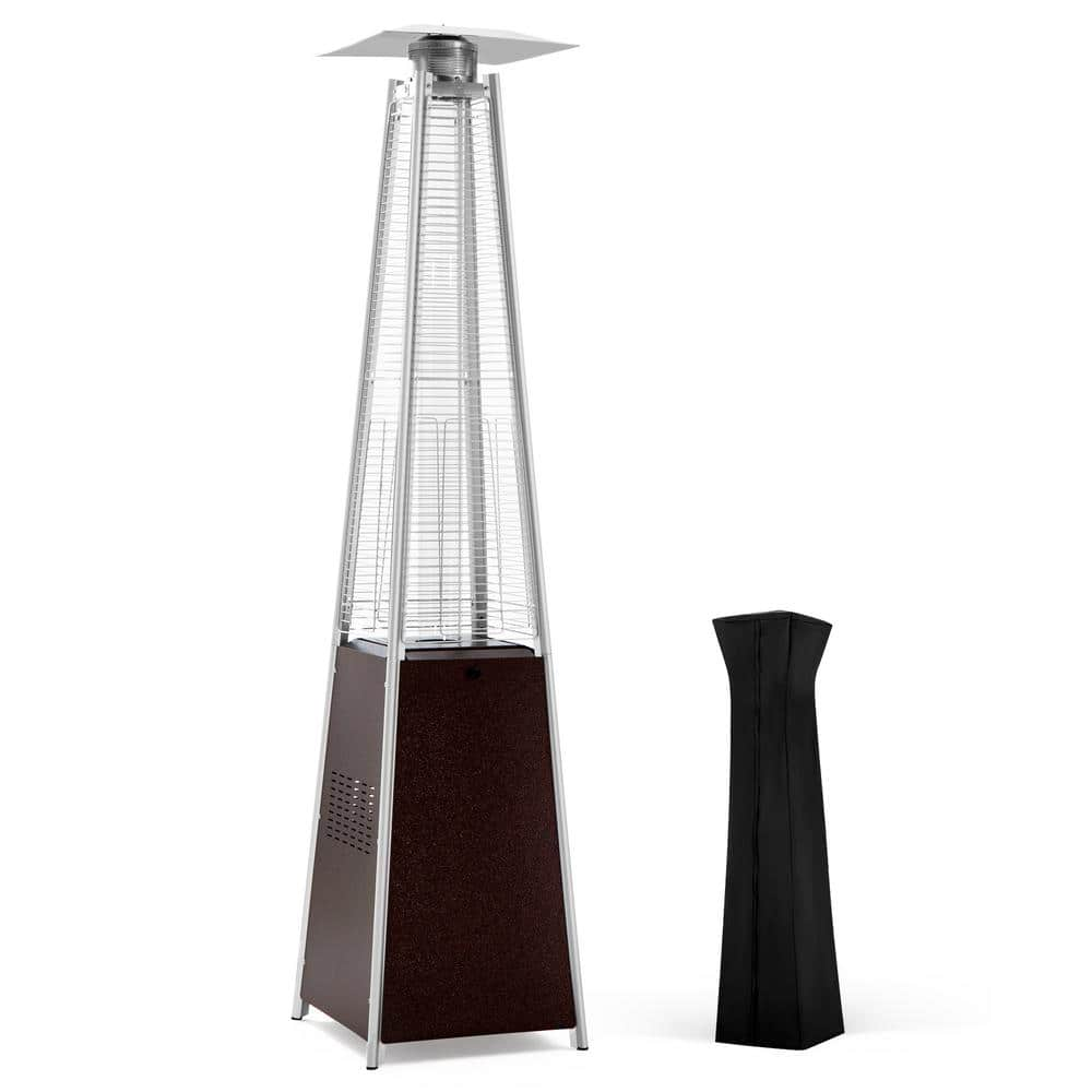 PamaPic 42,000 BTU Stainless Steel Pyramid Flame Propane Patio Heater with Wheels PH-TXZ-WH3