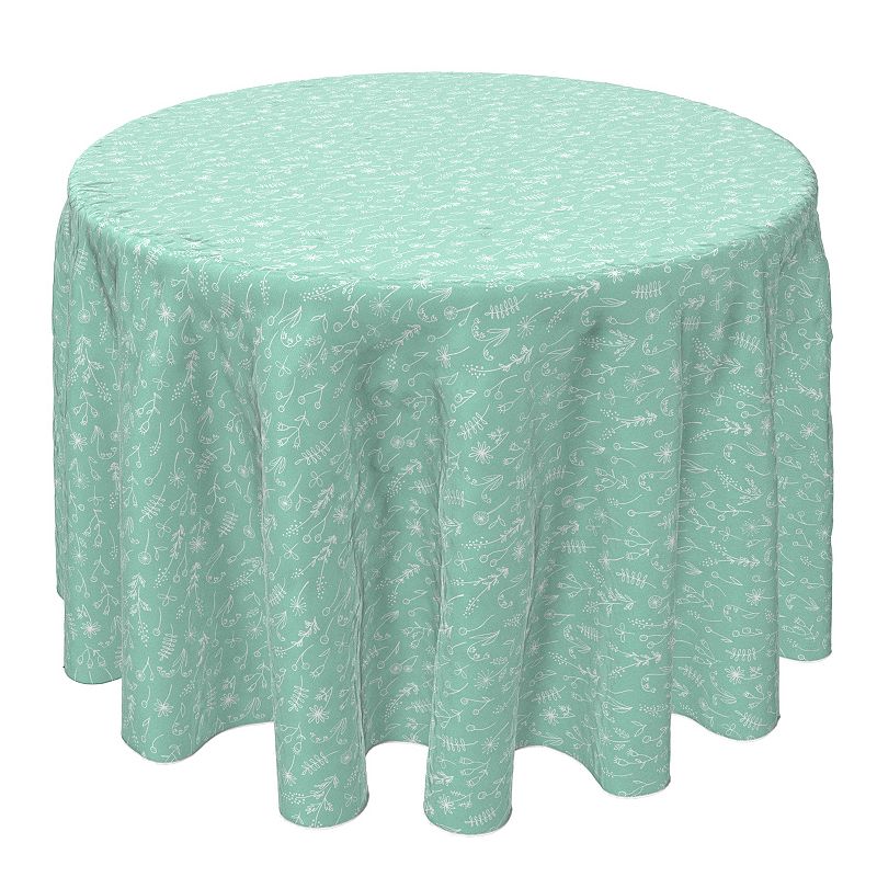 Round Tablecloth， 100% Cotton， 60 Round， Hand Drawn Doodle Flowers